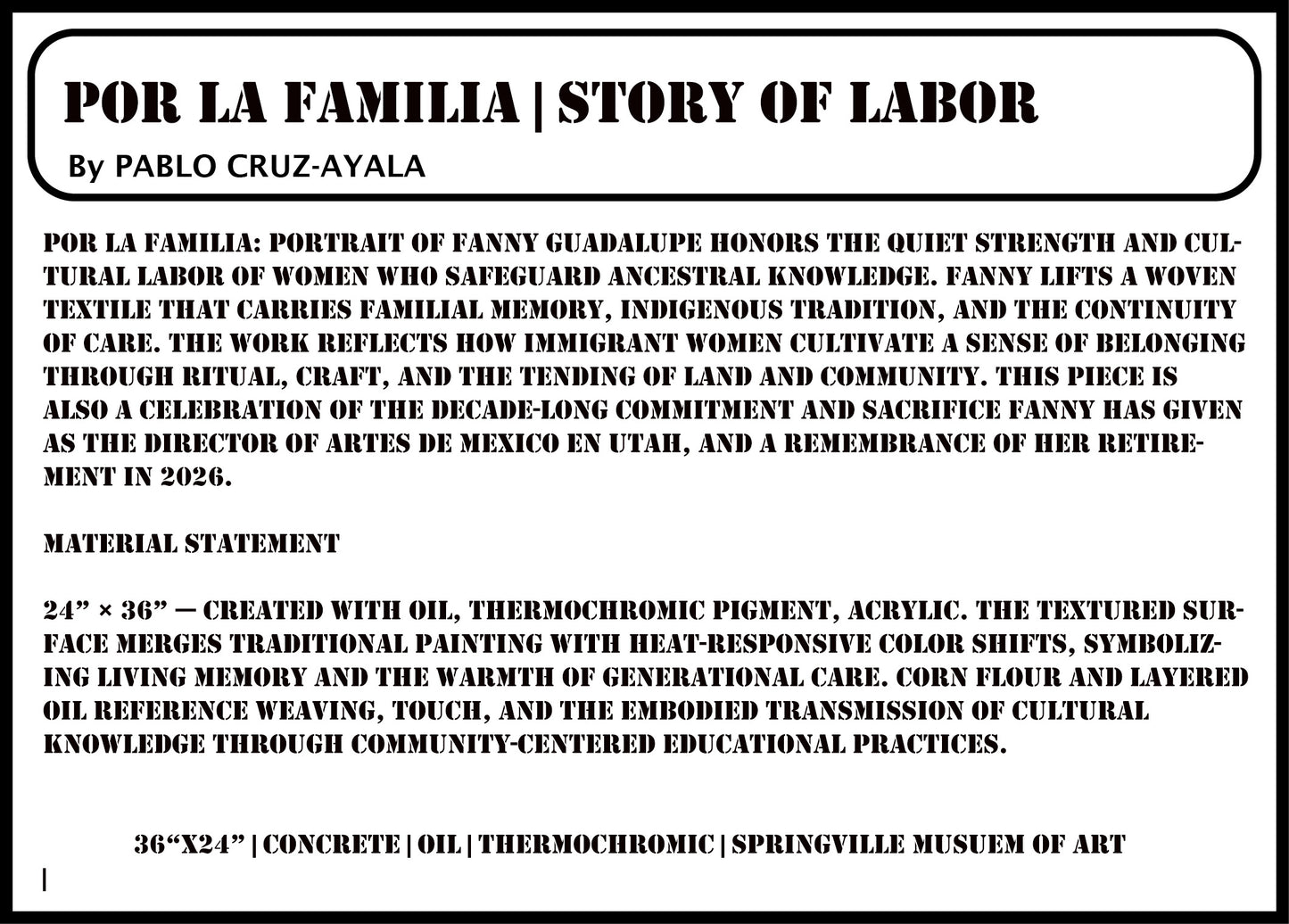 Story of Labor Exhibition: Por La Familia Fanny | Canvas Print 9x12