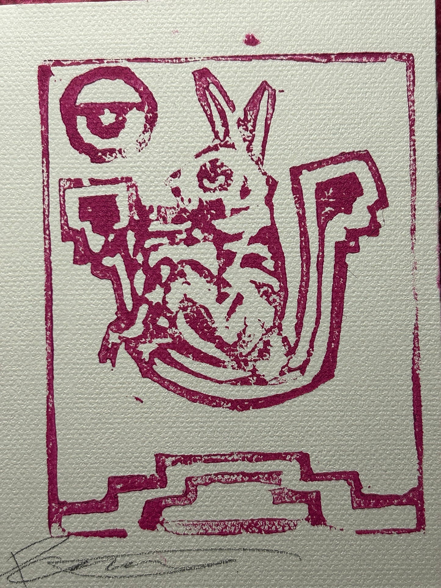 Métzli in Pink Relief Print Original