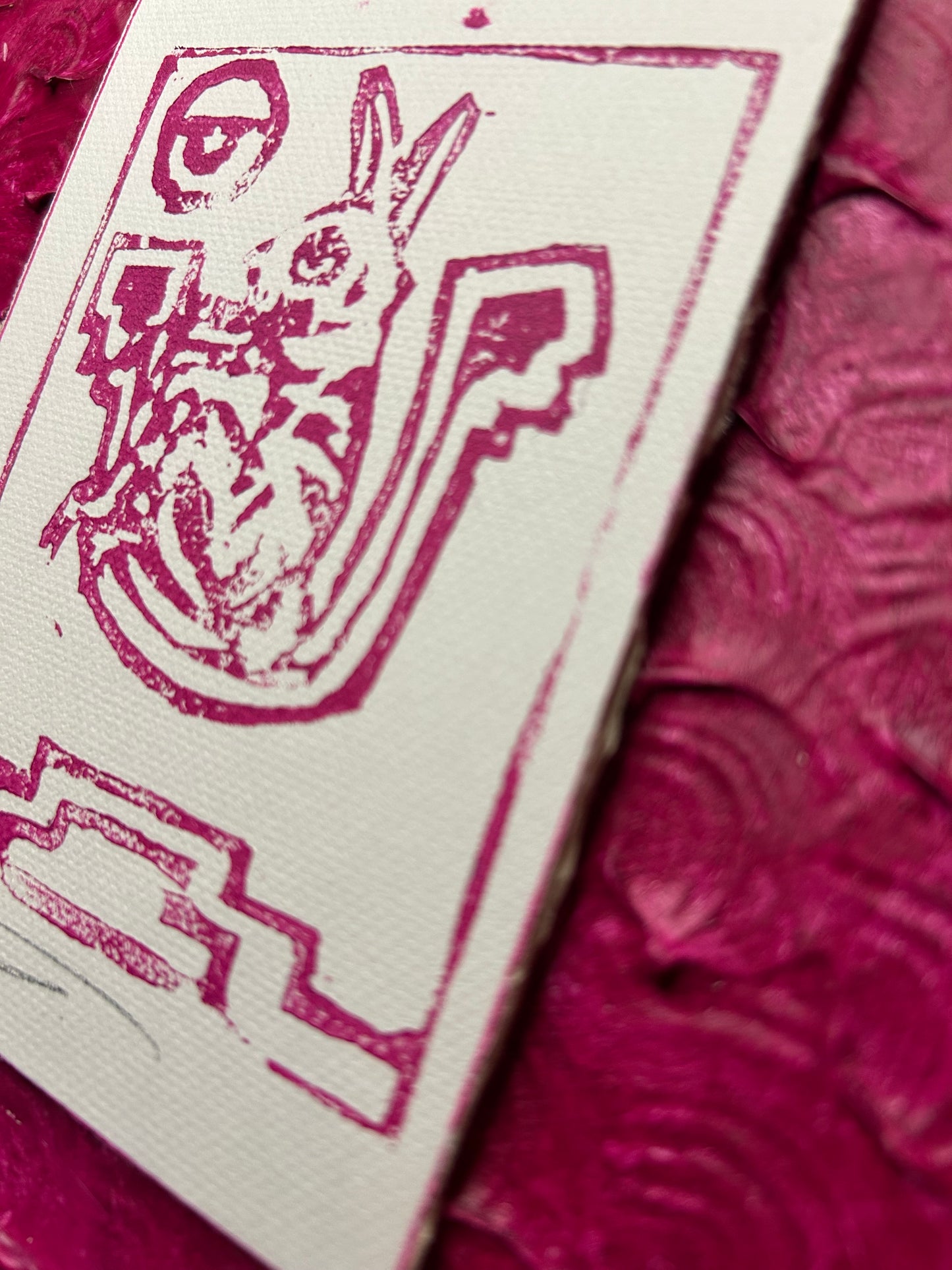 Métzli in Pink Relief Print Original