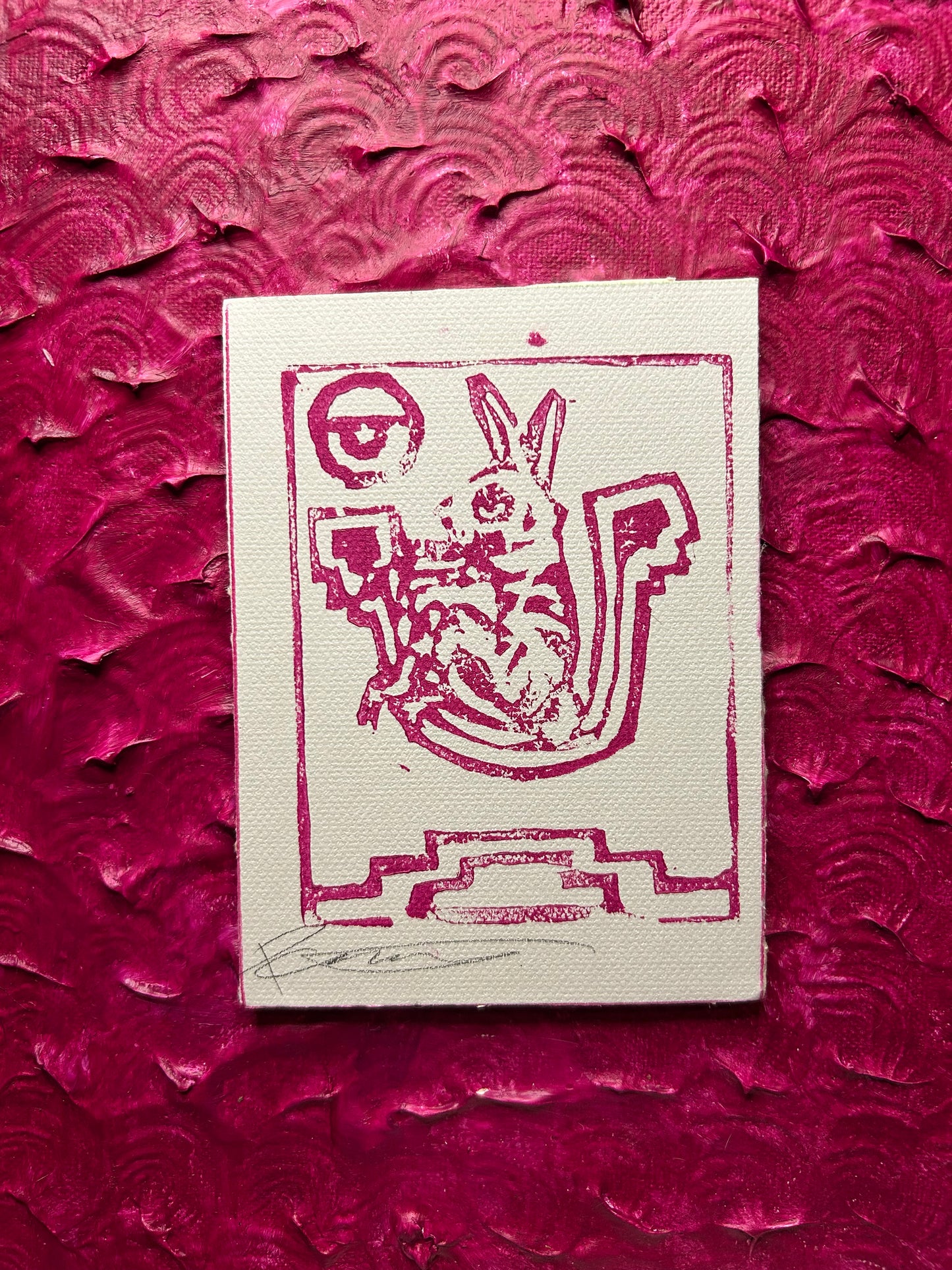 Métzli in Pink Relief Print Original