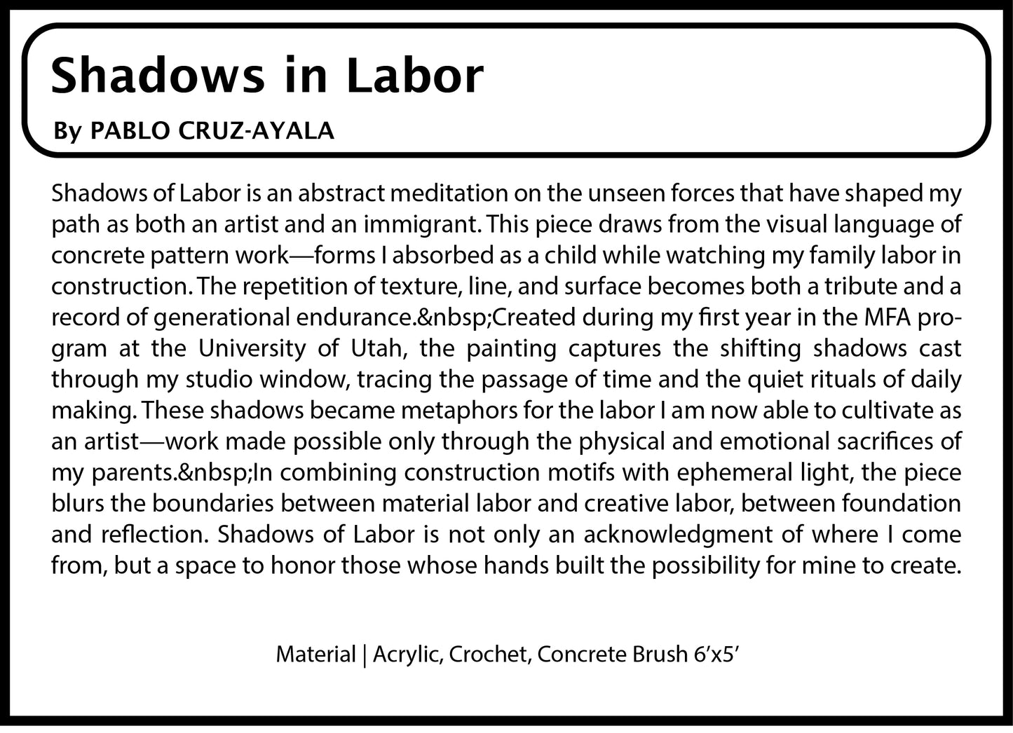 Shadows in Labor - 11"x12" Canvas Art Print