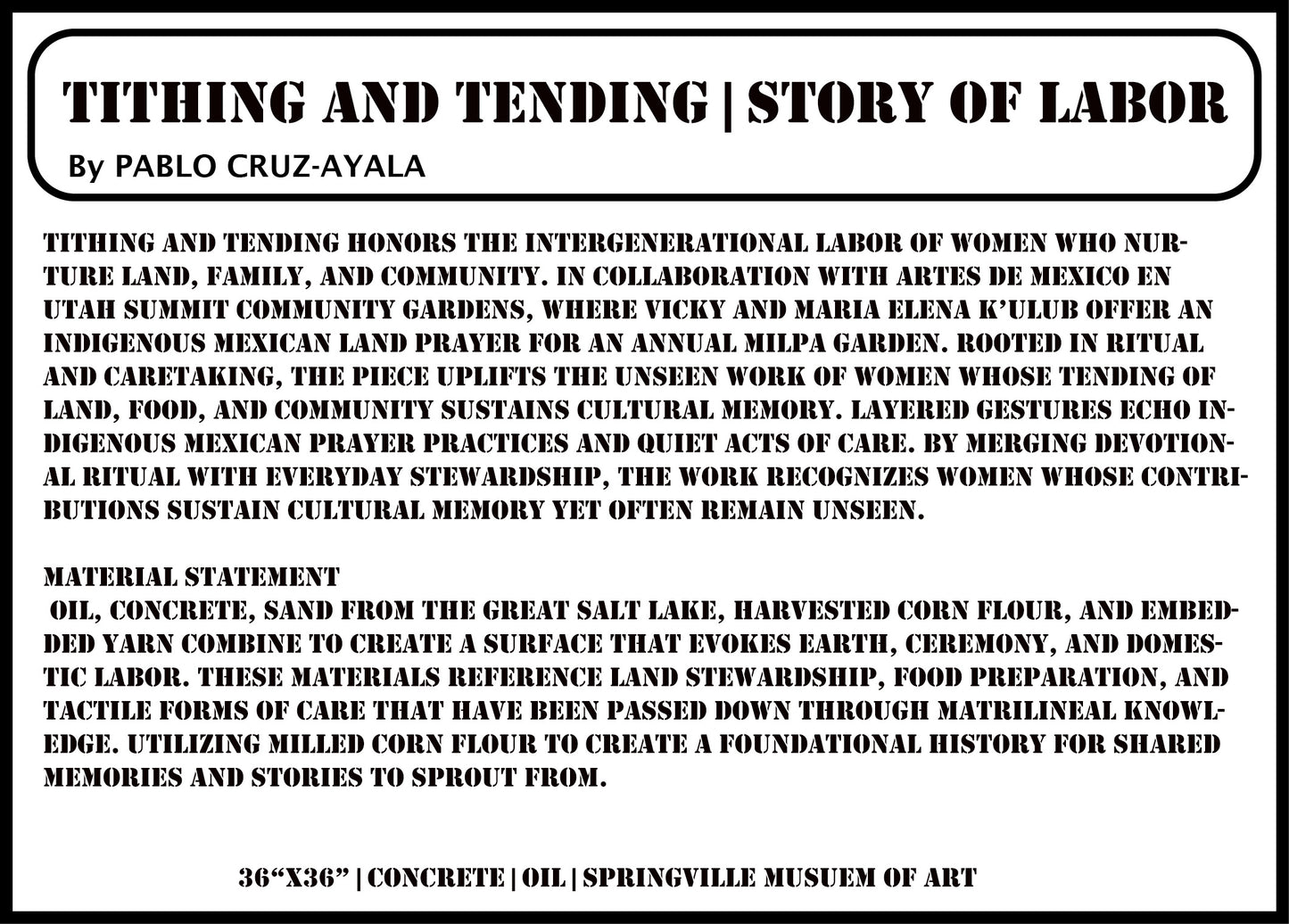 Story of Labor Exhibition:  Tithing and Tending | Canvas Print 10x10
