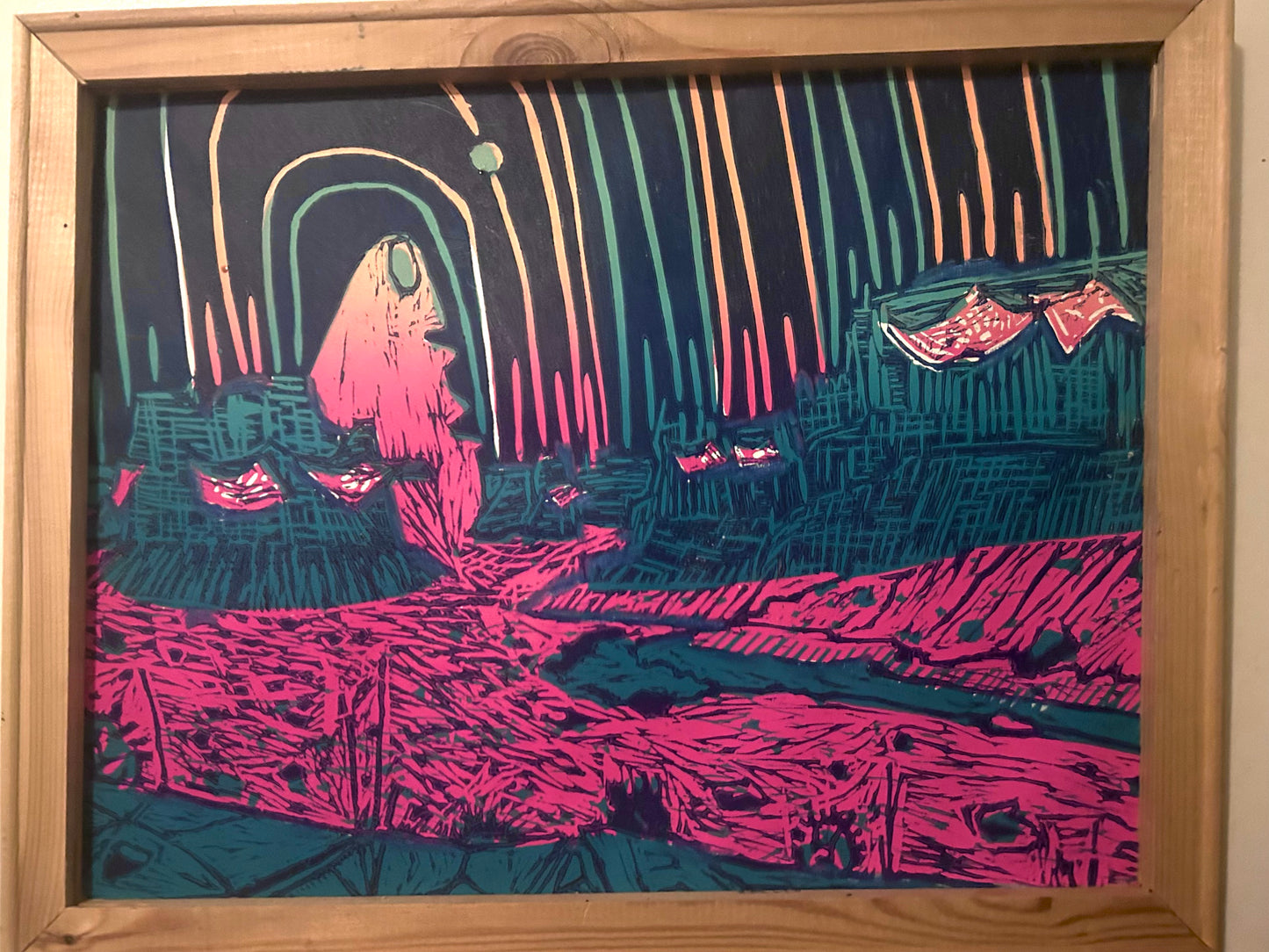 Ofrenda A La Tierra | Concrete, Great Salt Lake Sand, Oil | 18"x24" | Wire Hung Wood Frame
