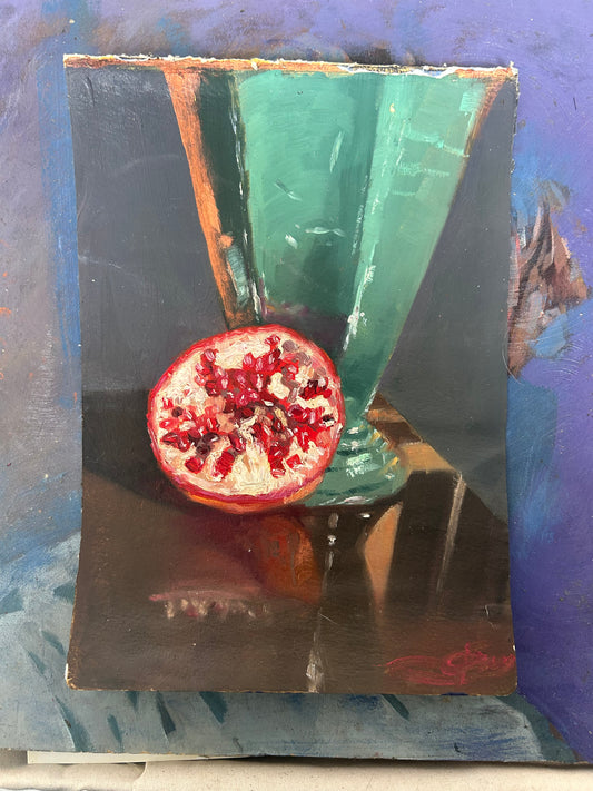 Original Life Study Oil Painting | 9x12 | Pomegranate