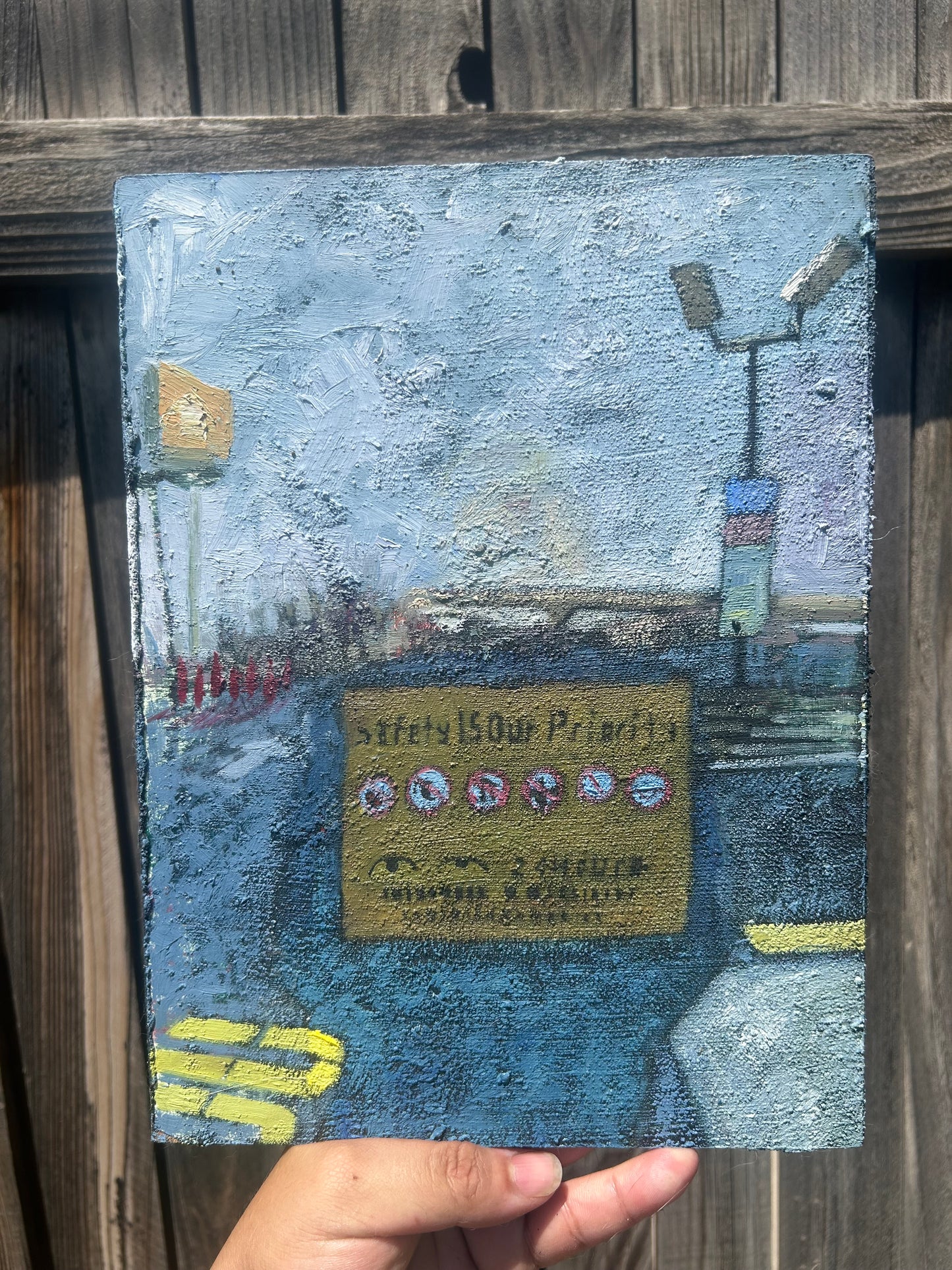 Transforming Skies | Oil on Concrete, Corn Flour, Great Salt Lake Sand  | 9"x12"