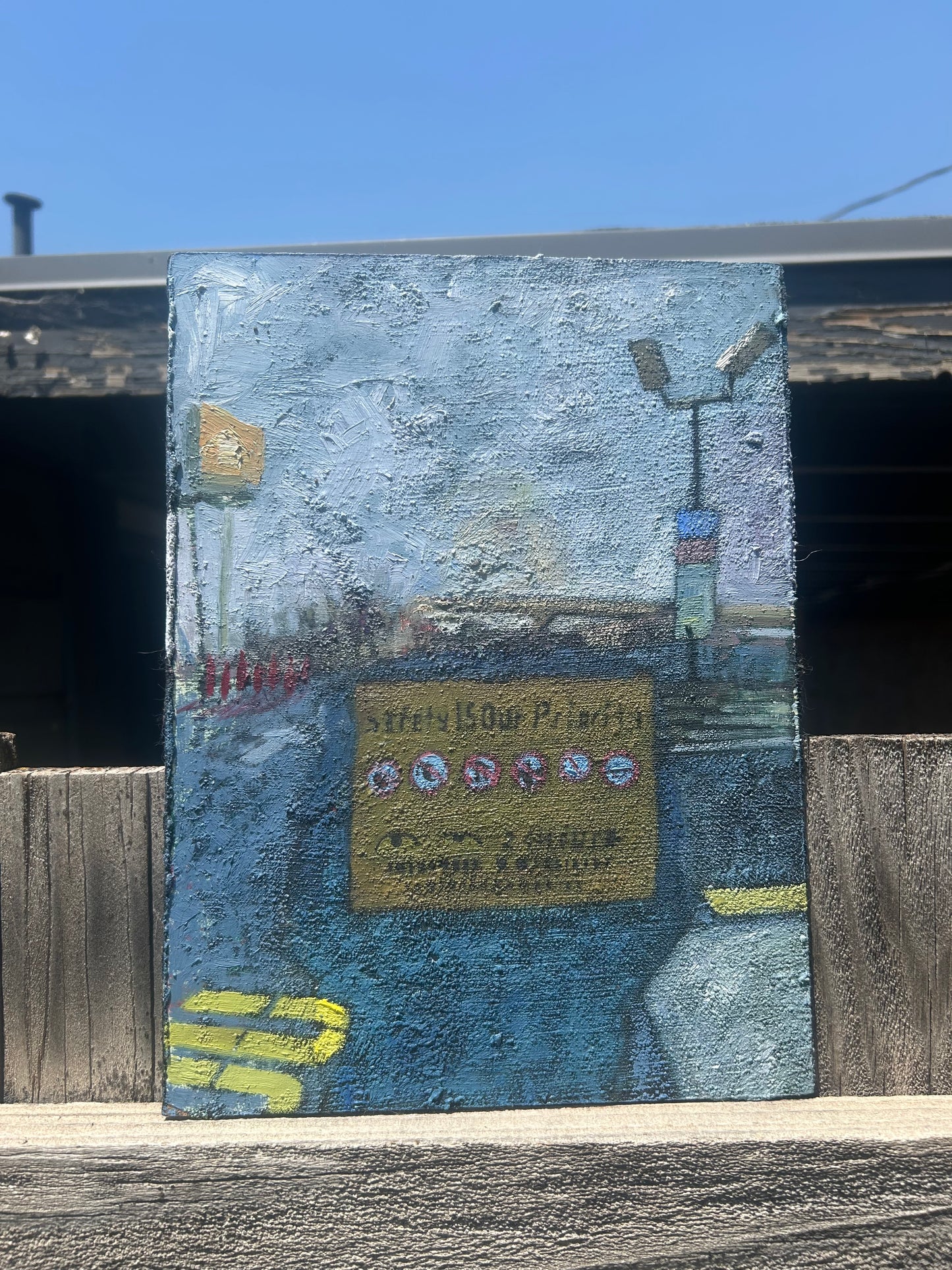 Transforming Skies | Oil on Concrete, Corn Flour, Great Salt Lake Sand  | 9"x12"