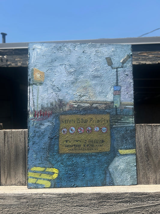 Transforming Skies | Oil on Concrete, Corn Flour, Great Salt Lake Sand  | 9"x12"