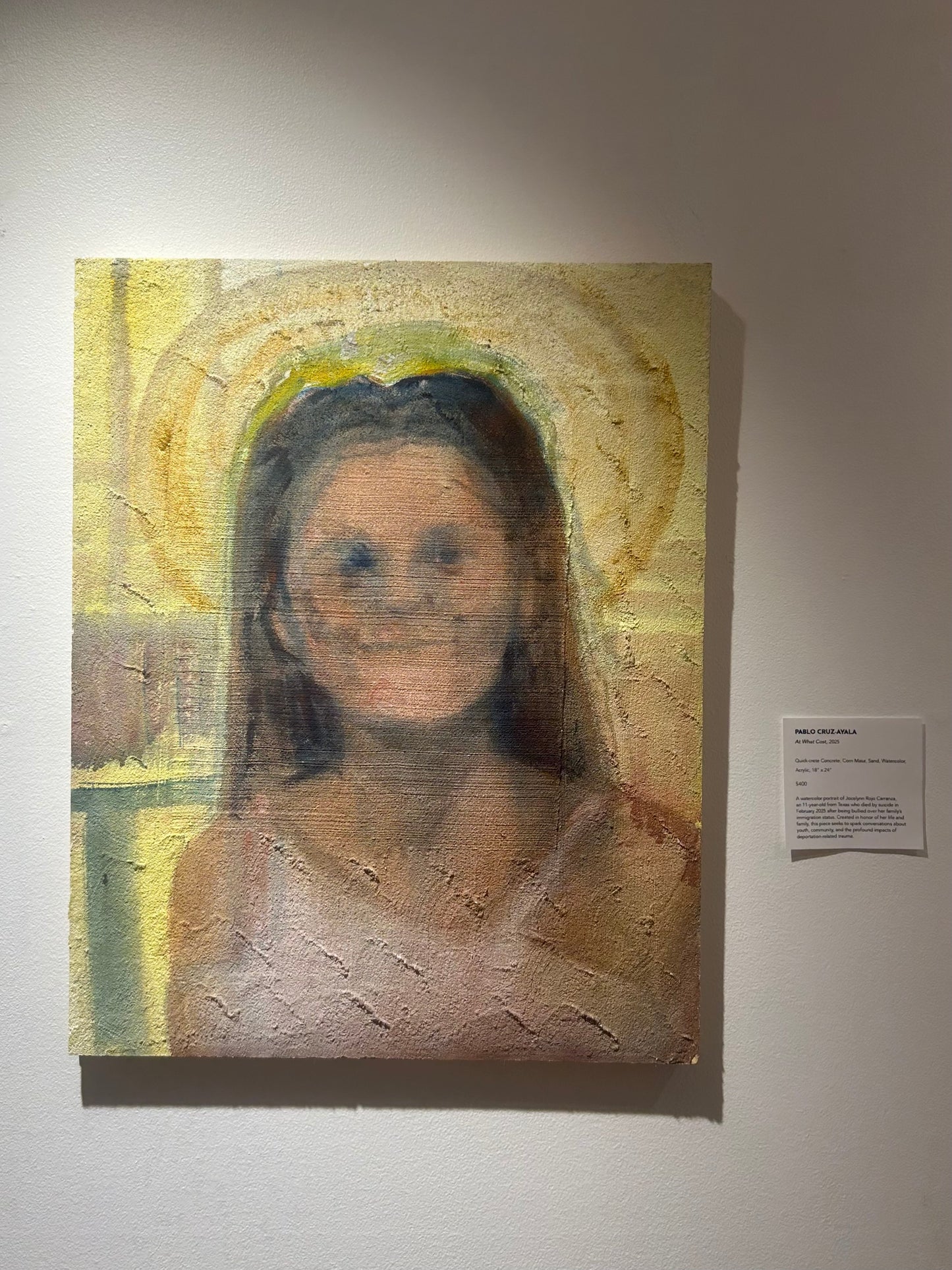 At What Cost | Concrete, Great Salt Lake Sand, Watercolor | 18"x24" | Wire Hung (Copy)