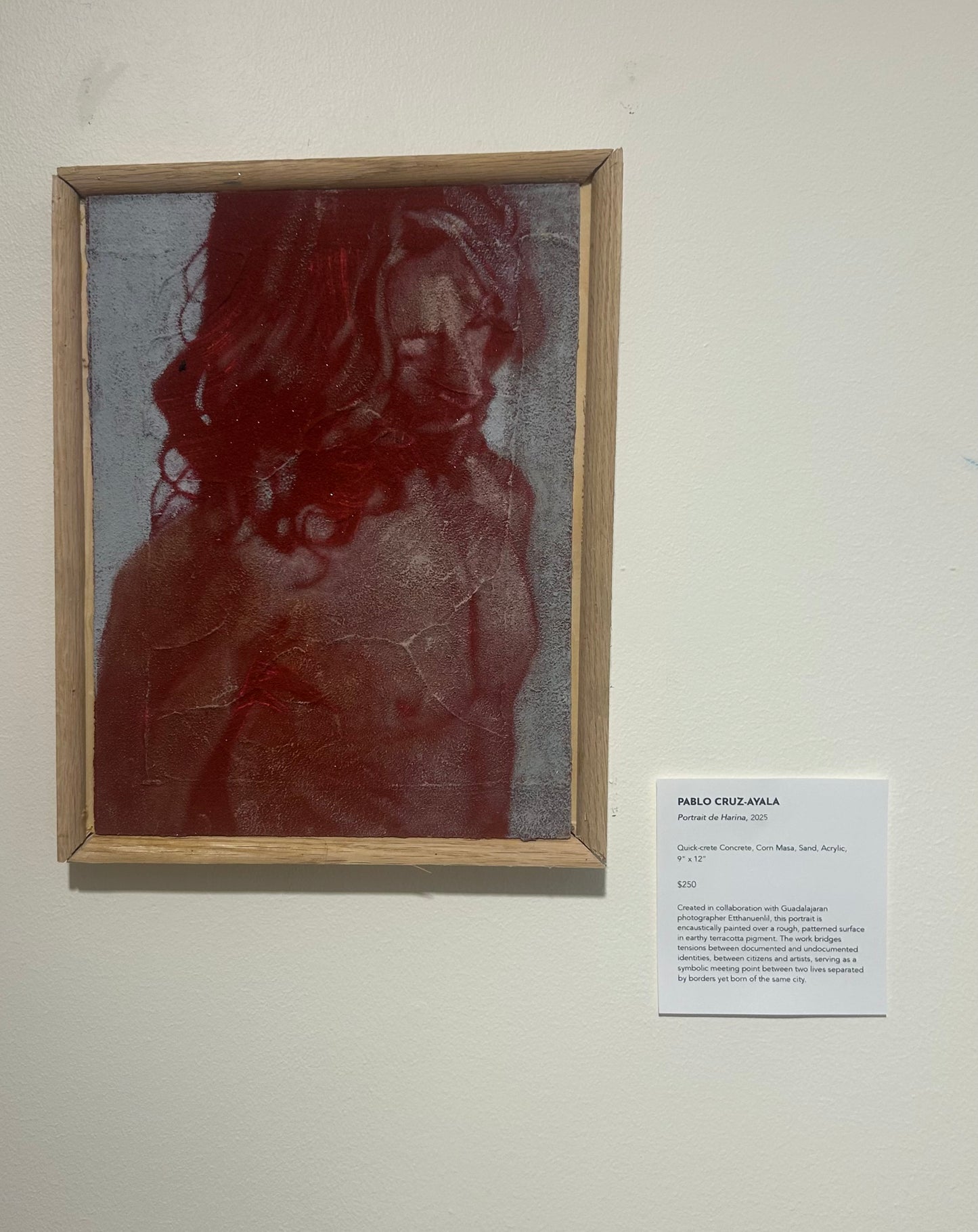 Portrait de Harina | Concrete, Great Salt Lake Sand, Oil | 9"x12" | Wire Hung
