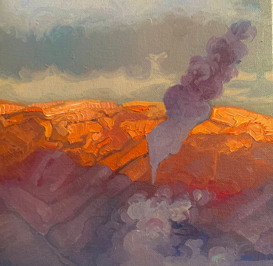 Mountain Refinery - 9"x12" Canvas Art Print