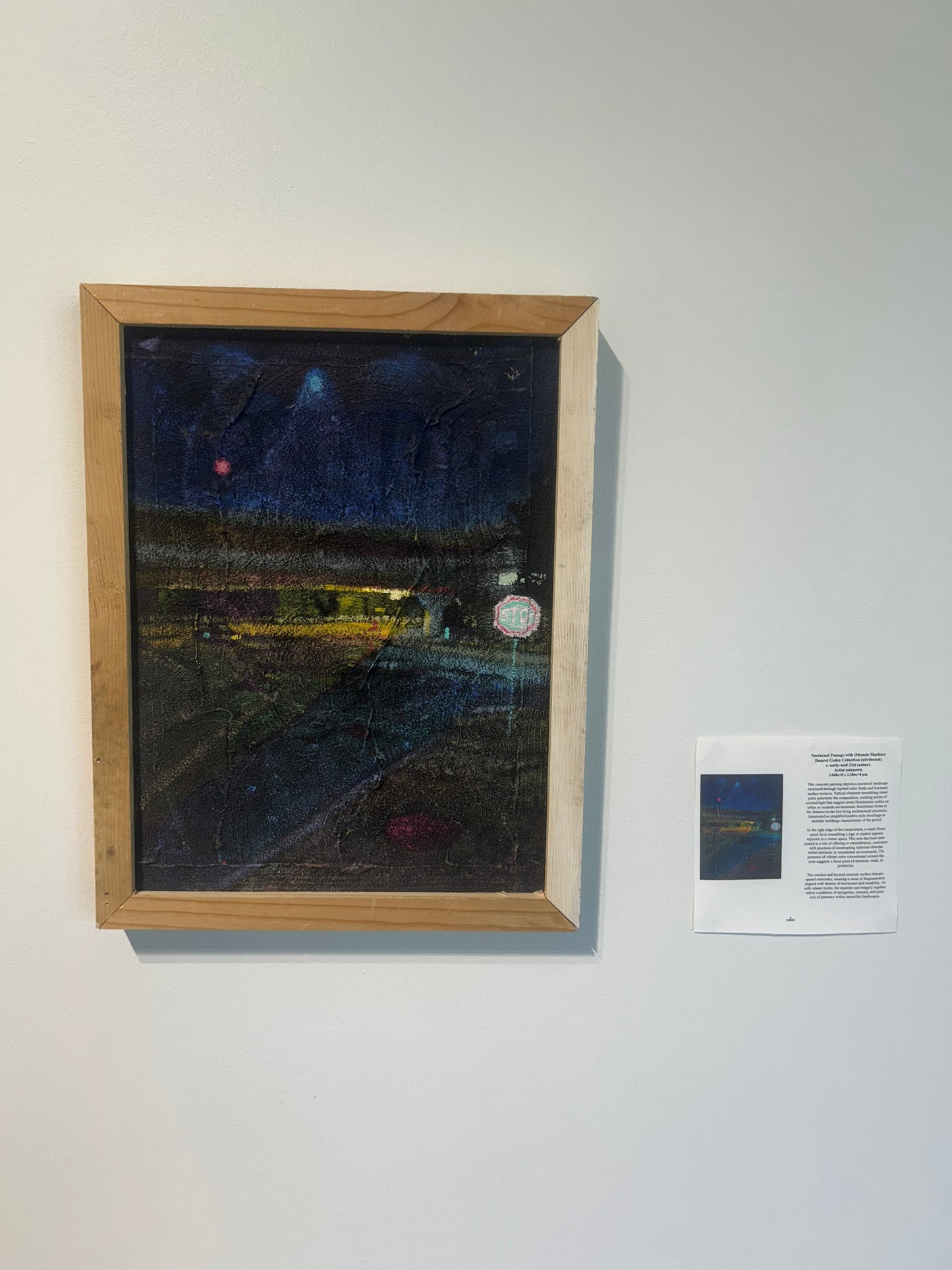 Night Lights | Oil, Great Salt Lake Sand, Concrete | 12"x15" | Wire Hung Wood Frame (Copy)