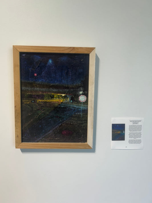 Night Lights | Oil, Great Salt Lake Sand, Concrete | 12"x15" | Wire Hung Wood Frame (Copy)